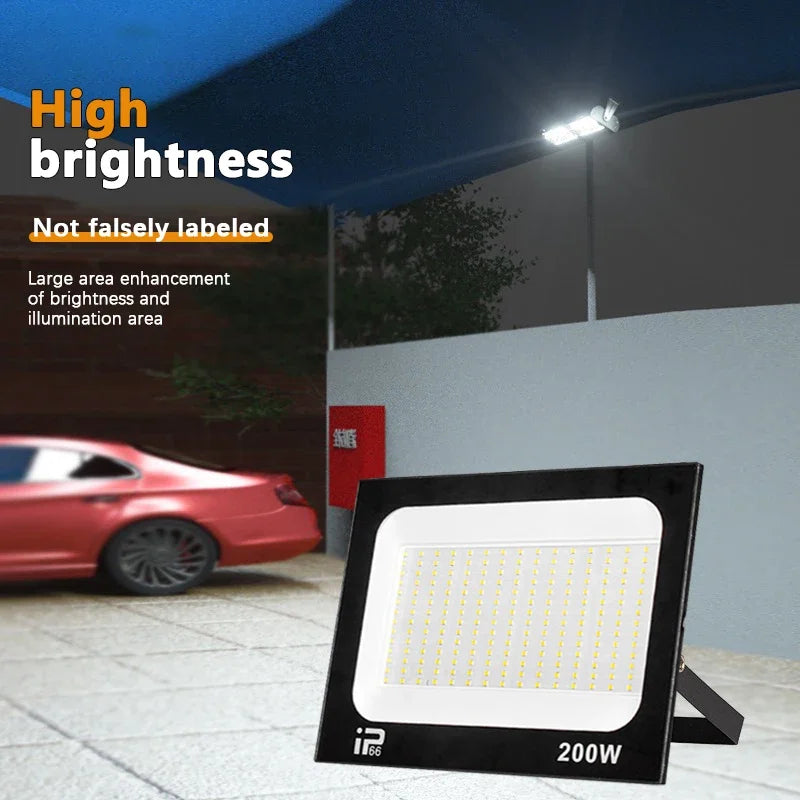 LED Outdoor Floodlight IP66 Waterproof - 10W-200W Options, Cool White 6000K, Garden Porch & Courtyard Spotlight, AC 220V