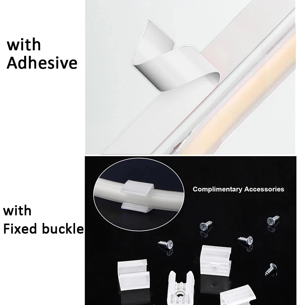 220V COB LED Strip Light with ON/OFF Switch IP65 Waterproof Flexible Ribbon Cuttable Every 50cm (3000K/6000K) for Bedroom Kitchen Garden