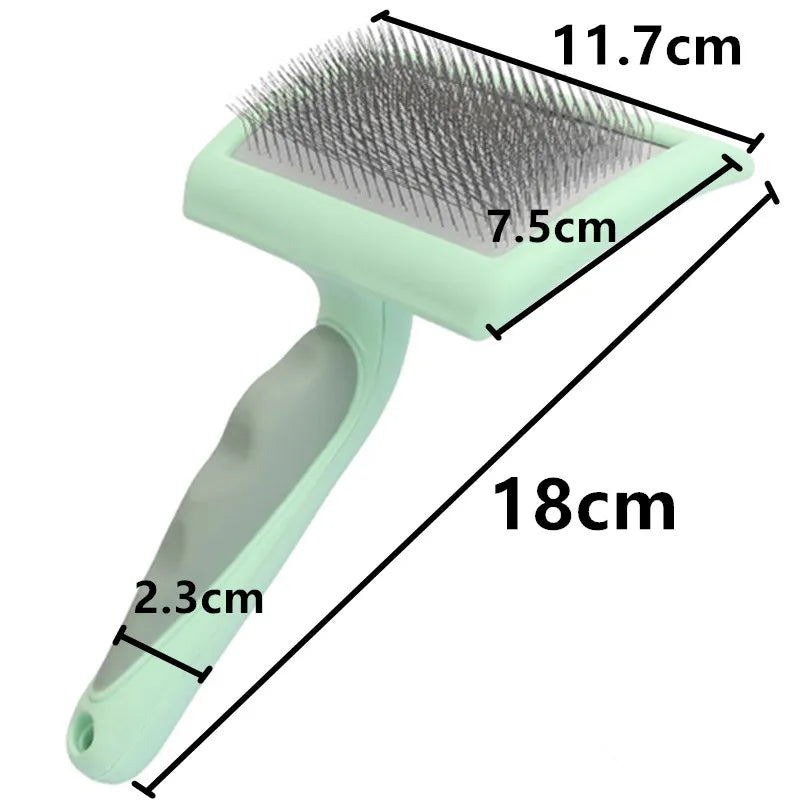 Stainless Steel Pet Grooming Brush for Dogs & Cats – Massage Hair Remover with Soft Handle