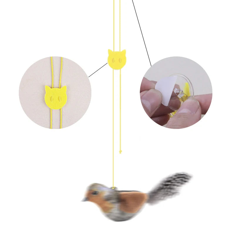Lifelike Bird Plush Cat Toy with Feather Teaser, Catnip-Simulation for Cats & Kittens