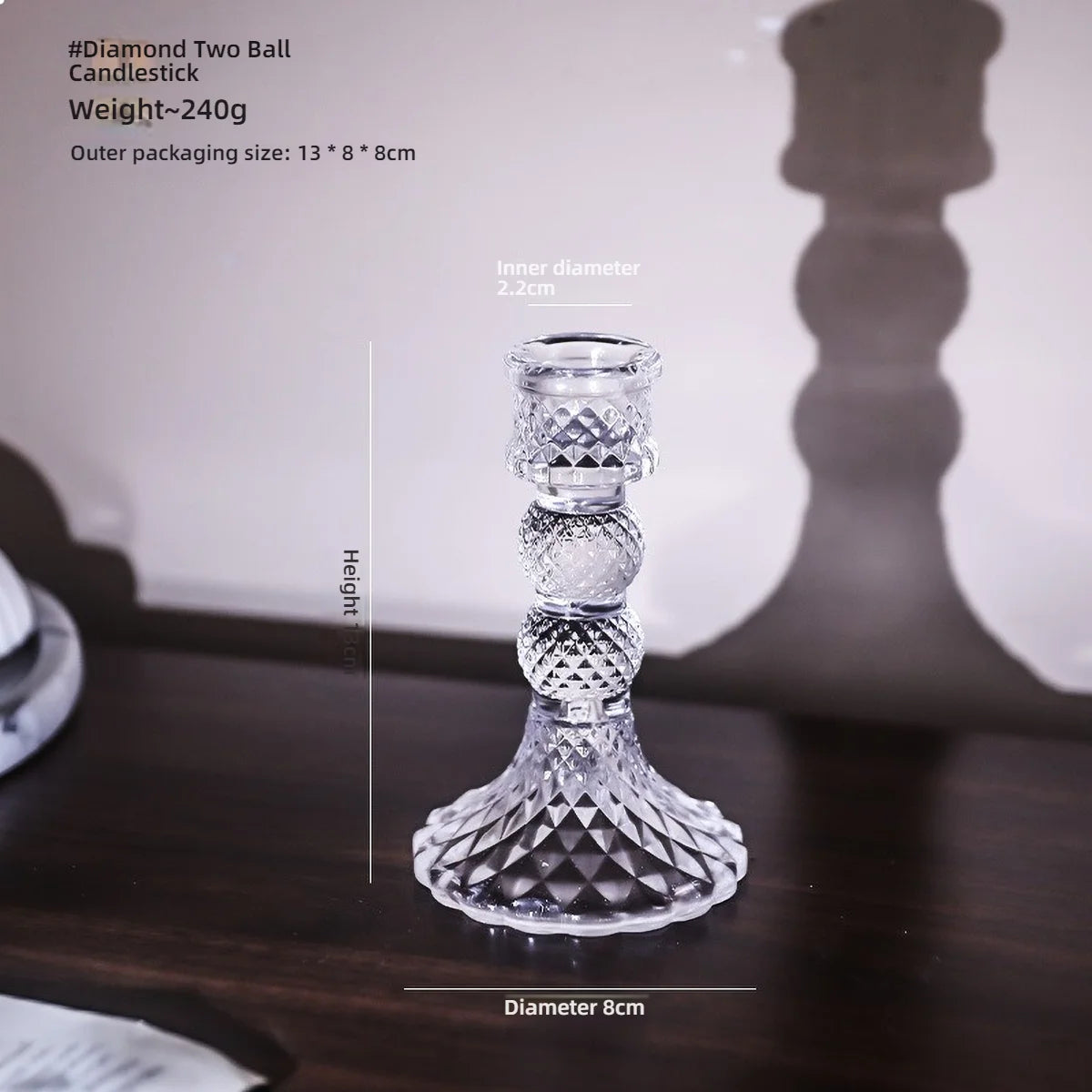 Clear Glass Pillar Candle Holder Table Candlestick for Dining Room Decor