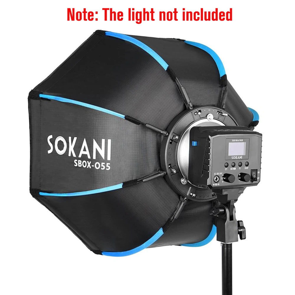 55cm (21.7 in) Octagon Softbox Bowens Mount — 8-Rib Deep Softbox for LED Video Lights
