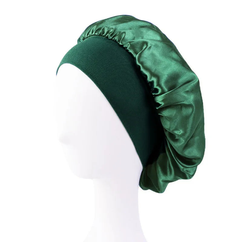 Women's Satin Wide-Brim Sleep Bonnet – Elastic Hair Care Night Cap, One Size