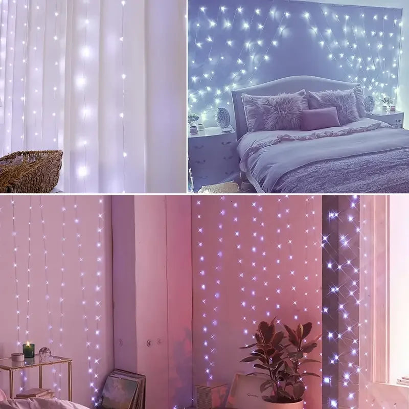 USB LED Curtain Fairy Lights for Windows & Bedroom – Christmas Holiday String Lights (100–600 LEDs)