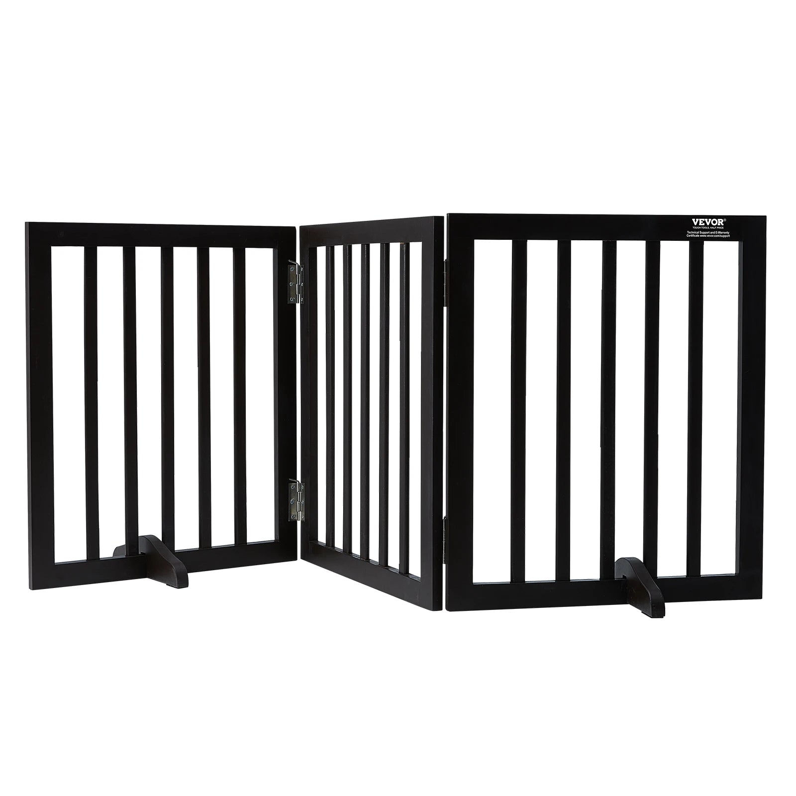 Freestanding Wood Pet Gate — Foldable 3-Panel Expandable Dog Barrier, 60 in (153 cm)