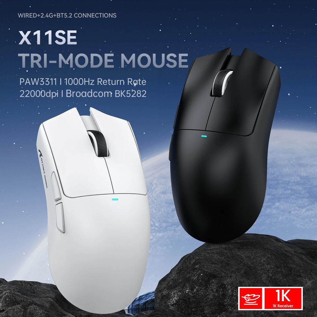 Tri-Mode Wireless Gaming Mouse — 22,000 DPI, 63g Superlight, Bluetooth / 2.4G / USB-C, Programmable Buttons