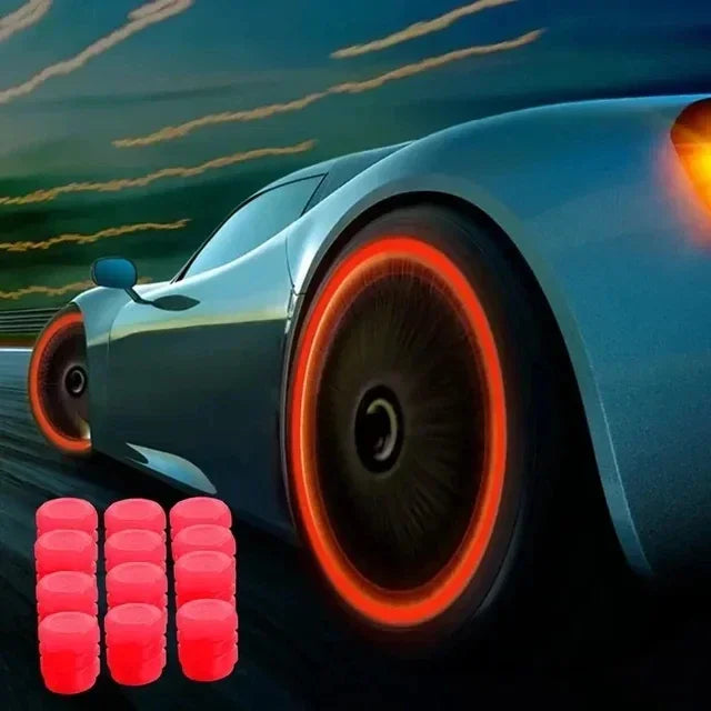 Glow-in-the-Dark Tire Valve Caps – Universal Luminous Wheel Valve Stem Covers for Car, Motorcycle & Bicycle – Dust-Proof Decorative Caps