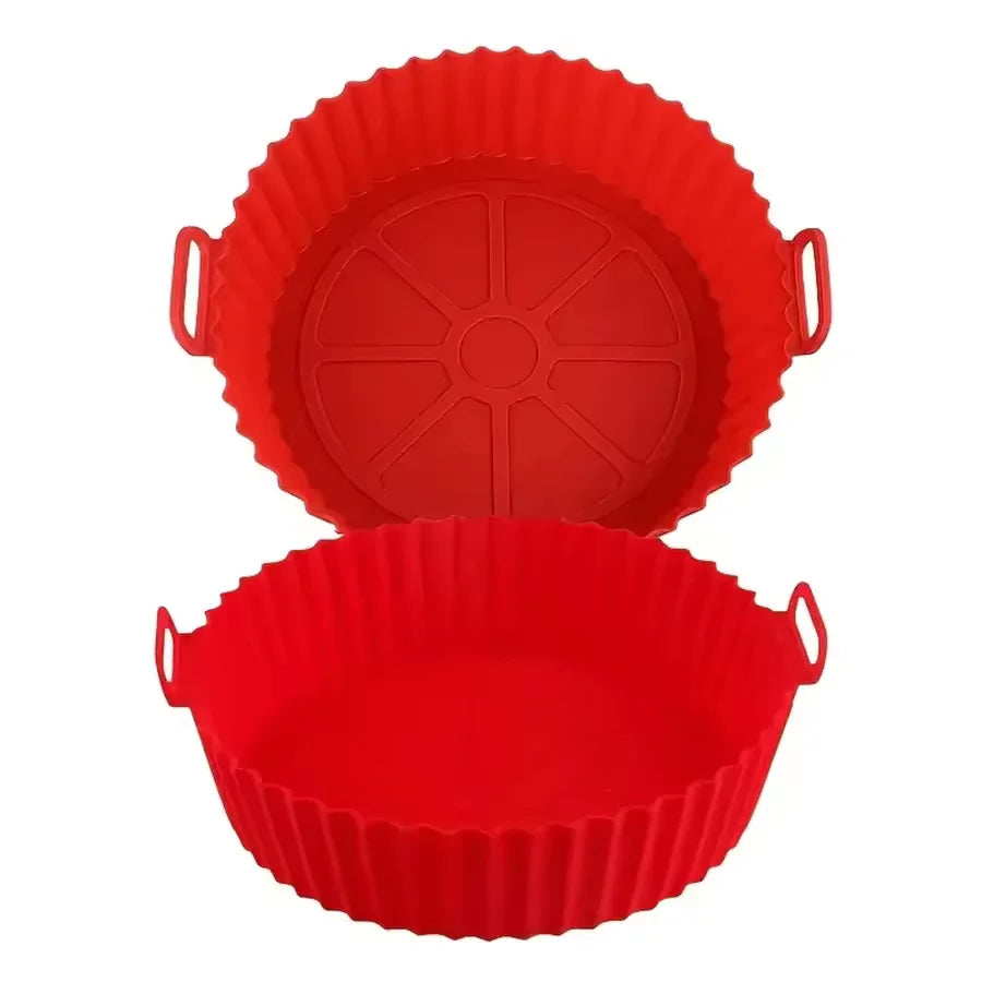 Reusable Silicone Air Fryer Basket & Baking Tray - Nonstick Airfryer Liner for Pizza, Fried Chicken