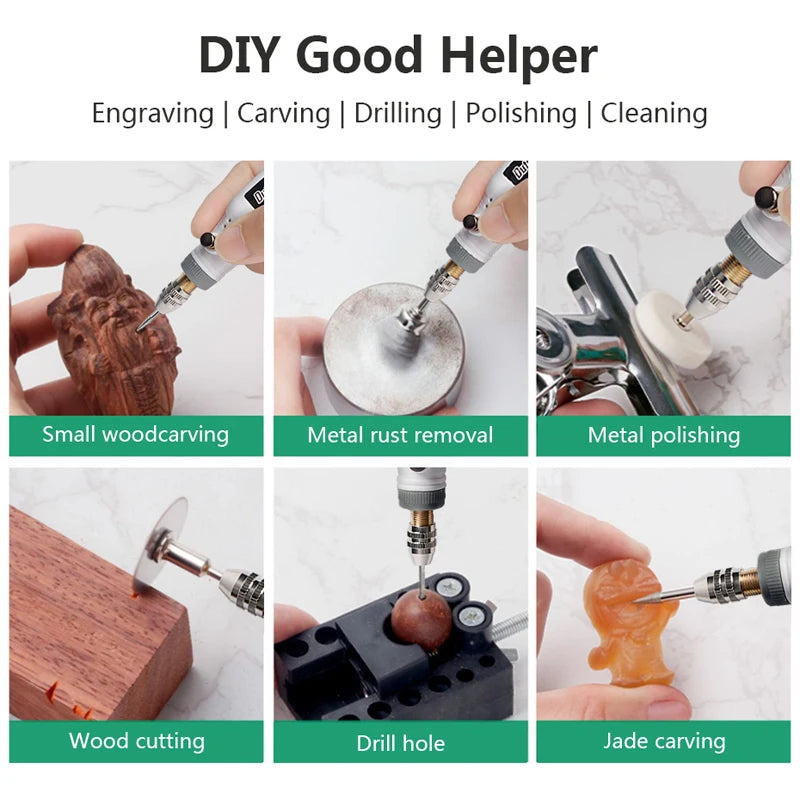 3-Speed USB Cordless Rotary Tool Mini Electric Engraving Drill Pen with Accessories