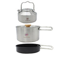 Stainless Steel Camping Cookware Set – Kettle, Pot & Pan for 2–3 People, Portable Outdoor Cooking