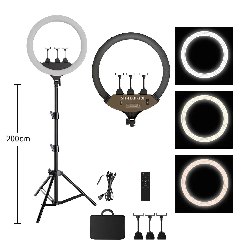 18-Inch (45 cm) 36W Bi-Color Ring Light Kit – Adjustable Stand, Phone Holder & Carry Bag for Makeup, Tattoo, Lash Extensions, Barber