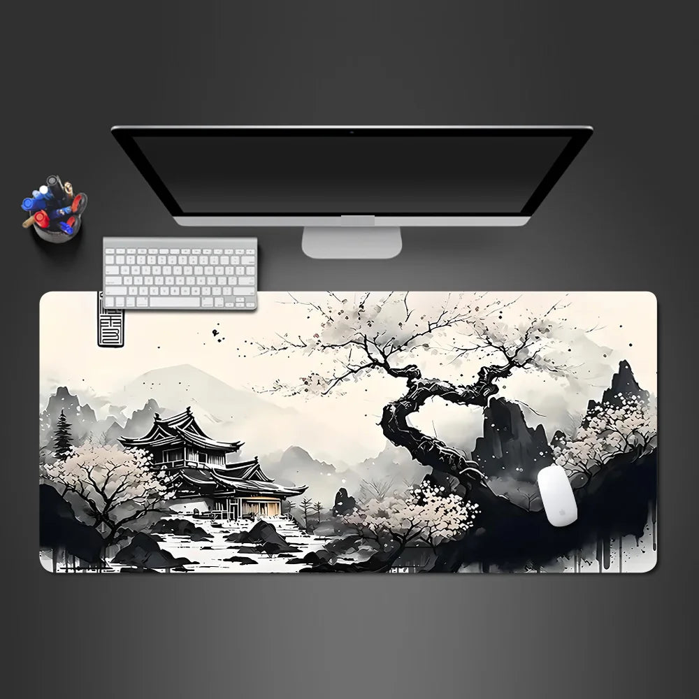 Sakura Cherry Blossom XXL Extended Gaming Desk Mat – 39.4 x 19.7 x 0.12 in (1000 x 500 x 3 mm) Keyboard & Mouse Pad, Non-Slip Stitched Edge