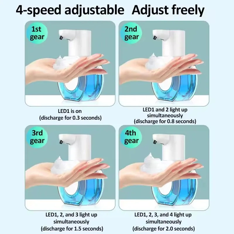 420ml (14.2 fl oz) Touchless Automatic Soap Dispenser - 4-Level Adjustable Foam & Gel, USB Rechargeable, Countertop or Wall-Mount, IPX5 Waterproof