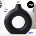 Nordic Ceramic Hollow Donut Vase - Modern Round Flower Pot for Home, Living Room & Office Decor