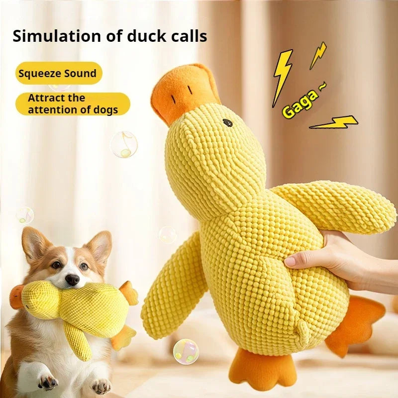Plush Duck Dog Toy with Squeaker Bite Resistant Chew Toy for Teeth Grinding Relief