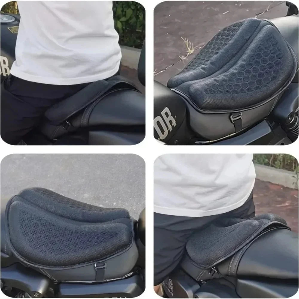 Motorcycle Seat Cushion 3D Honeycomb Gel Pad Anti-Slip Pressure Relief 15.75 x 14.37 in (40 x 36.5 cm)