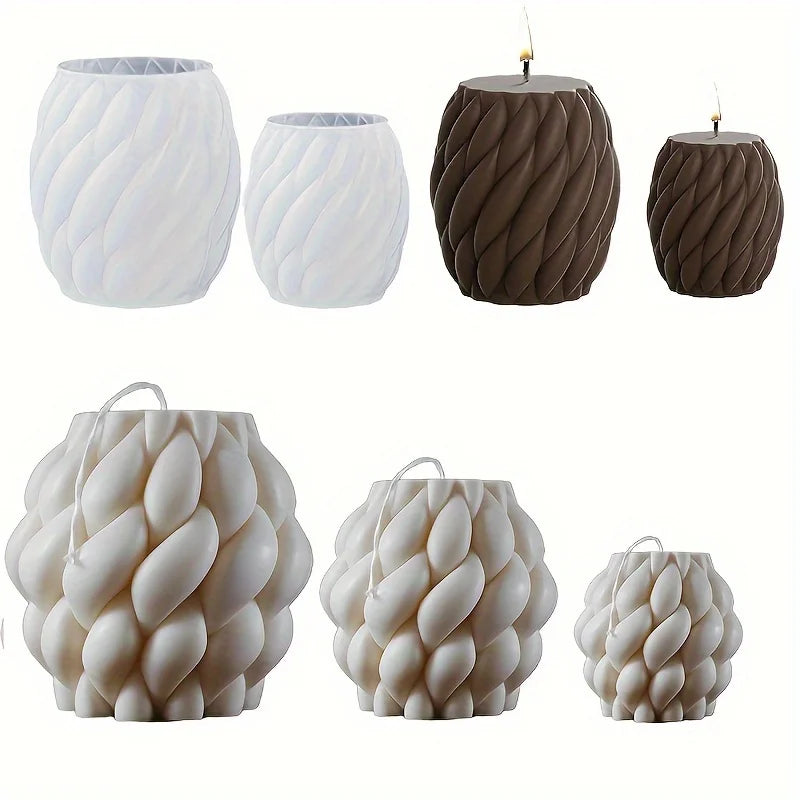 1-Pack Geometric Wave Twisted Silicone Candle Mold – Abstract Striped Column for DIY Scented Candles