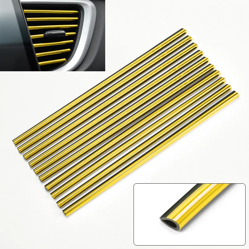 10-Pack Car Air Vent Trim Strips 20cm (7.87 in) PVC Decorative Air Outlet Moulding for Interior Car