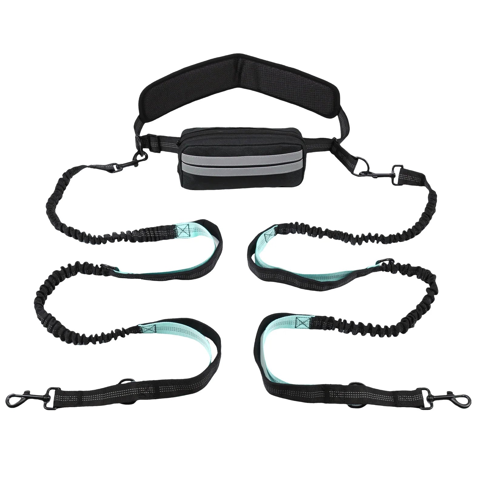 Hands-Free Reflective Retractable Dog Leash with Waist Bag 8M (26ft) Adjustable 27–55in Elastic Belt for Running & Walking