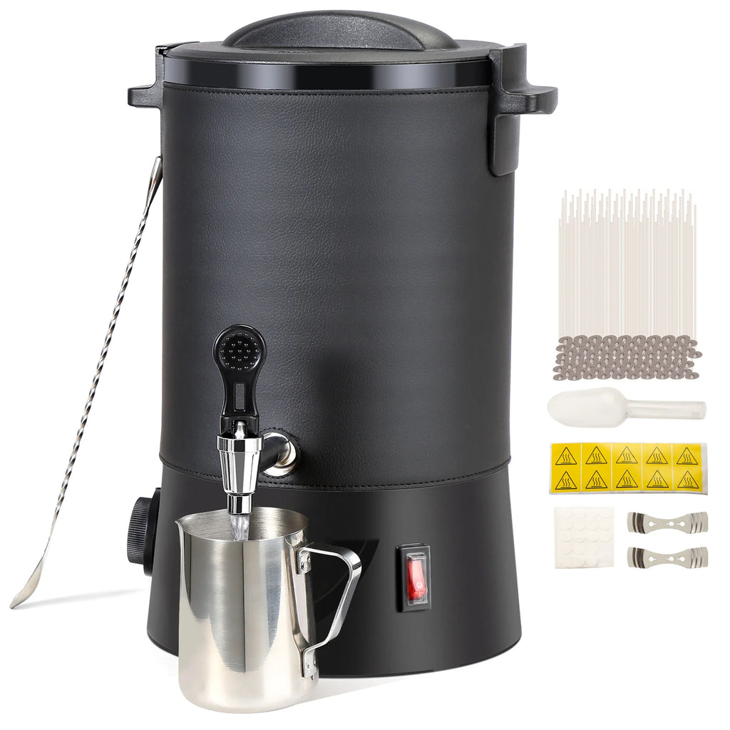 6.5L (10 lb) Electric Wax Melter for Candle Making - Stainless Steel Wax Melting Pot with Pour Spout & 9-Level Temp Control