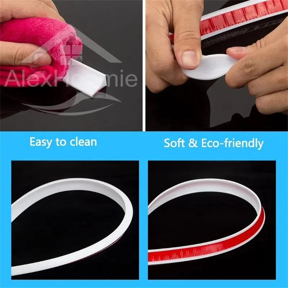 Self-Adhesive Silicone Water Stopper Strip 12 x 20 mm (0.47 x 0.79 in) for Shower, Washing Machine & Door Threshold