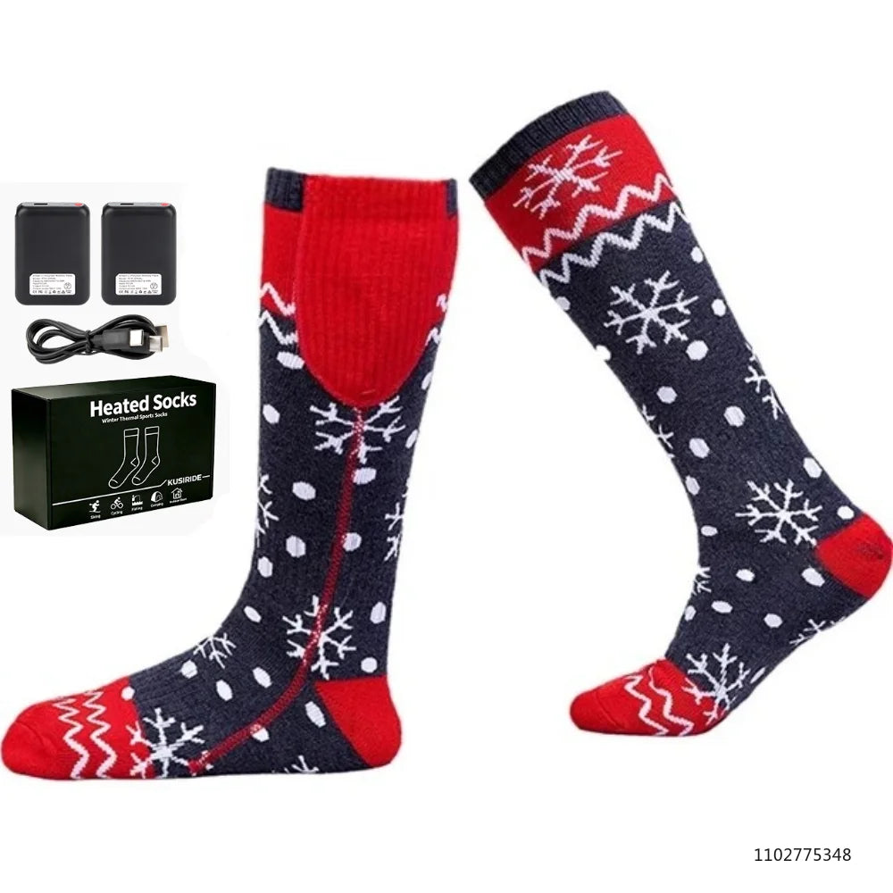 Rechargeable Heated Socks 6000mAh Electric Thermal Ski & Snowboard Foot Warmers for Winter Outdoor Sports