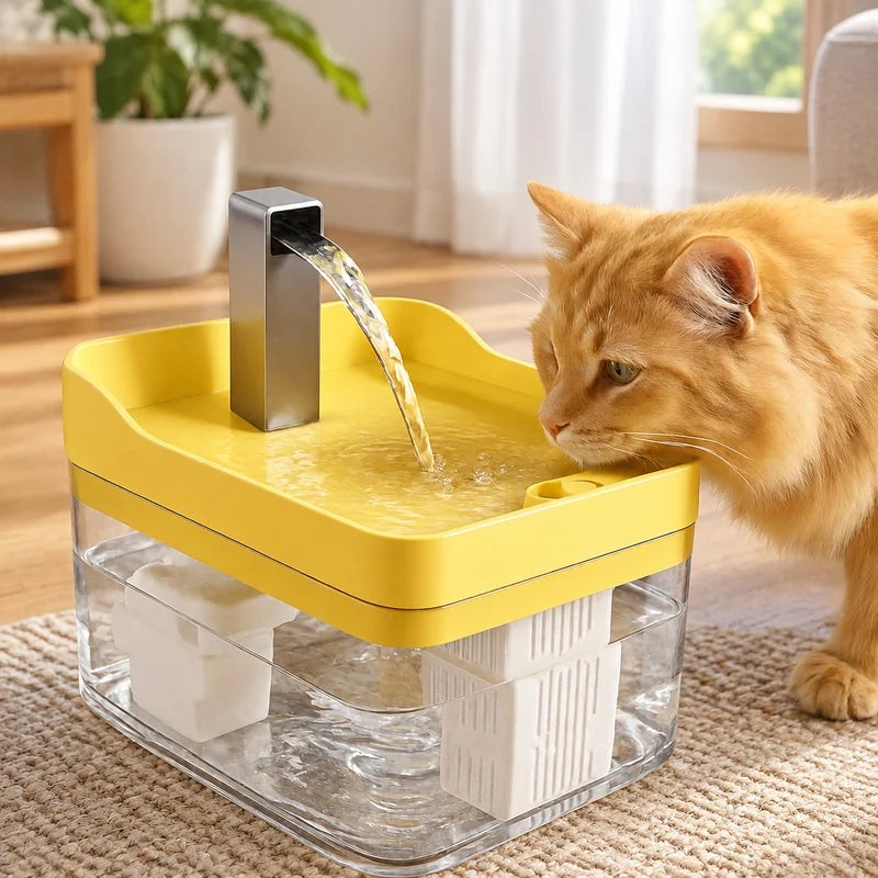 Clear Cat Water Fountain with Self-Cleaning Filter, Circulating Pump & Anti-Dry Burn Protection