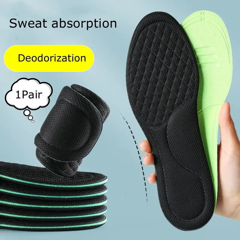 Summer Breathable Deodorant Sports Insoles – Sweat‑Absorbing, Shock‑Absorbing Shoe Inserts, Trim‑to‑Fit EU 35–46 (235–285 mm)