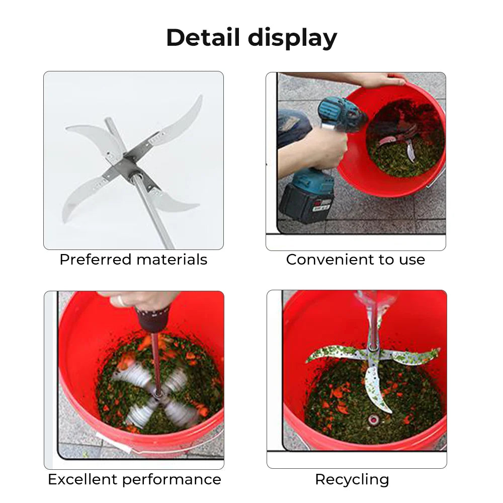 Fruit and Vegetable Crusher 4/6-Blade Drill Attachment Electric Chopper Blade for Poultry Feed and Grass