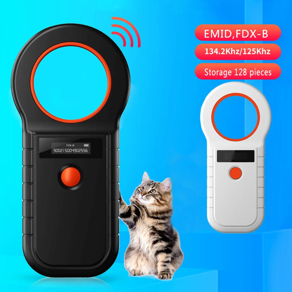 RFID Pet Microchip Scanner 134.2kHz & 125kHz - FDX‑B 15‑Digit Portable Animal ID Reader (ISO 11784/11785)