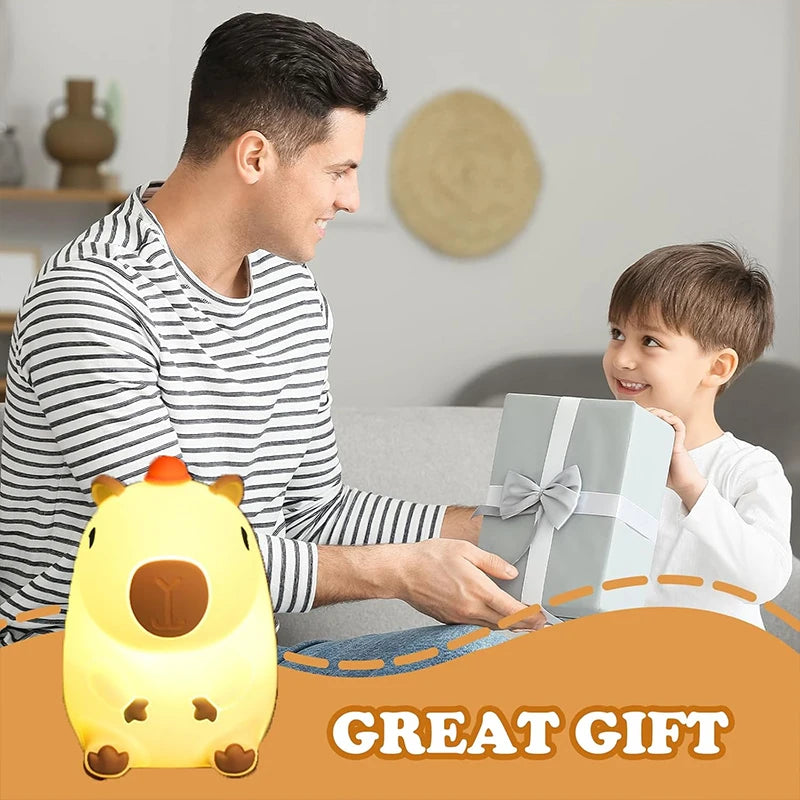 Capybara Silicone Night Light Rechargeable USB Touch Bedside Lamp for Baby Kids Nursery