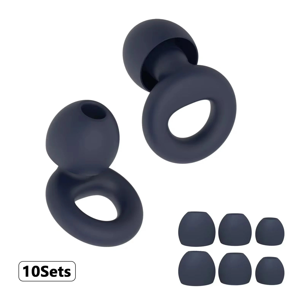 Silicone Earplugs 4 Pairs - Reusable Hypoallergenic Ear Plugs for Swimming & Sleep Noise Reduction (XS S M L)