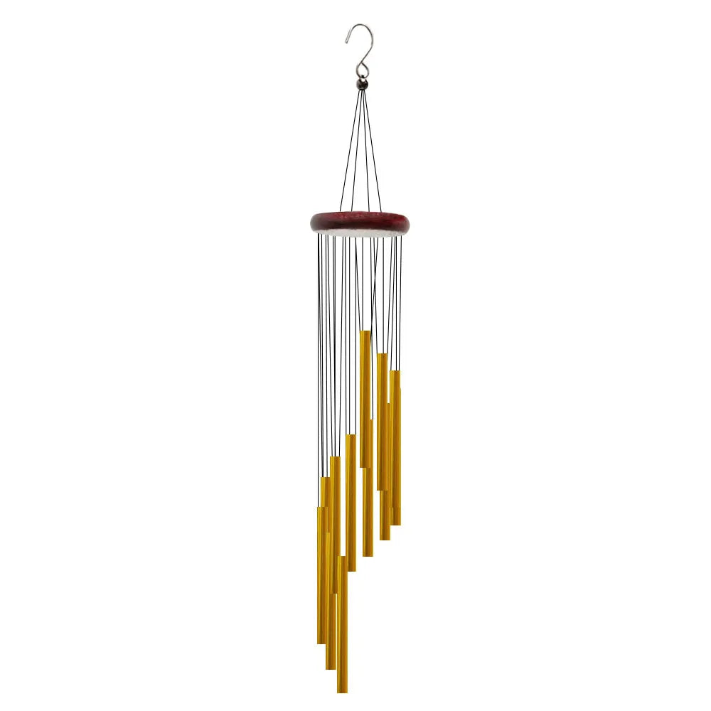 12-Tube Aluminum Alloy Wind Chimes with Hook, Gold & Silver Bells for Outdoor Home, Wedding, Party, Memorial Decoration