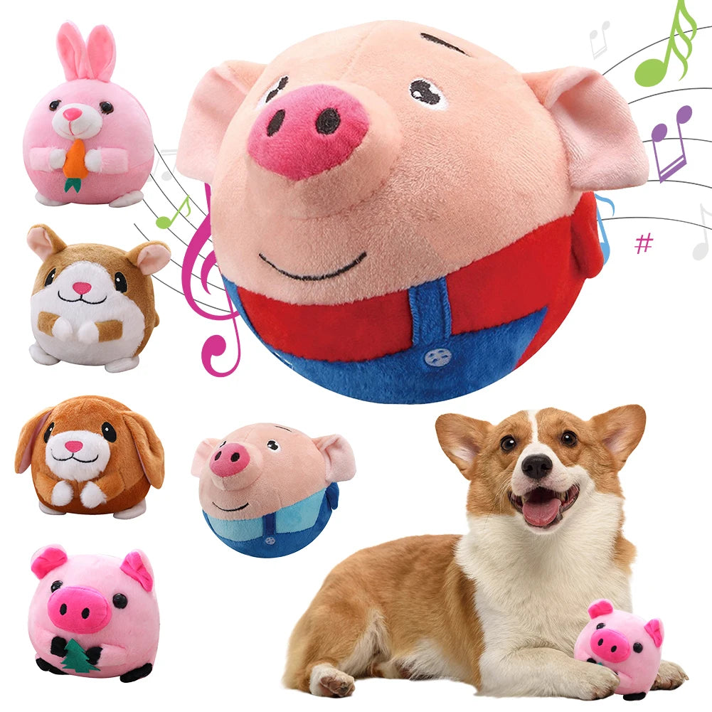 Automatic Plush Bouncing Dog Toy 5.9in (15 cm) Interactive Squeaky Self-Moving Bite-Resistant for Small & Medium Dogs