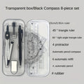 8-Piece Geometry Drawing Set for School — Compass, Mechanical Pencil, Protractor, Ruler & Tripod with Storage Case