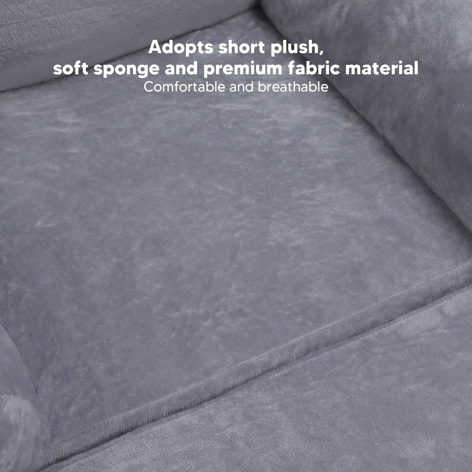 Cartoon Gray Dog Kids Sofa Foldable Toddler Chair - Soft Breathable Plush Armrest for Reading, Relaxing & Napping