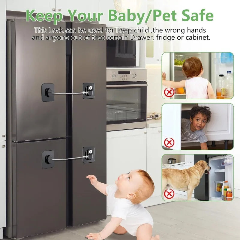 2/4/6-Pack Self-Adhesive Cabinet Locks with Keys — Baby Safety Locks for Fridge, Cabinets, Drawers, Doors & Appliances