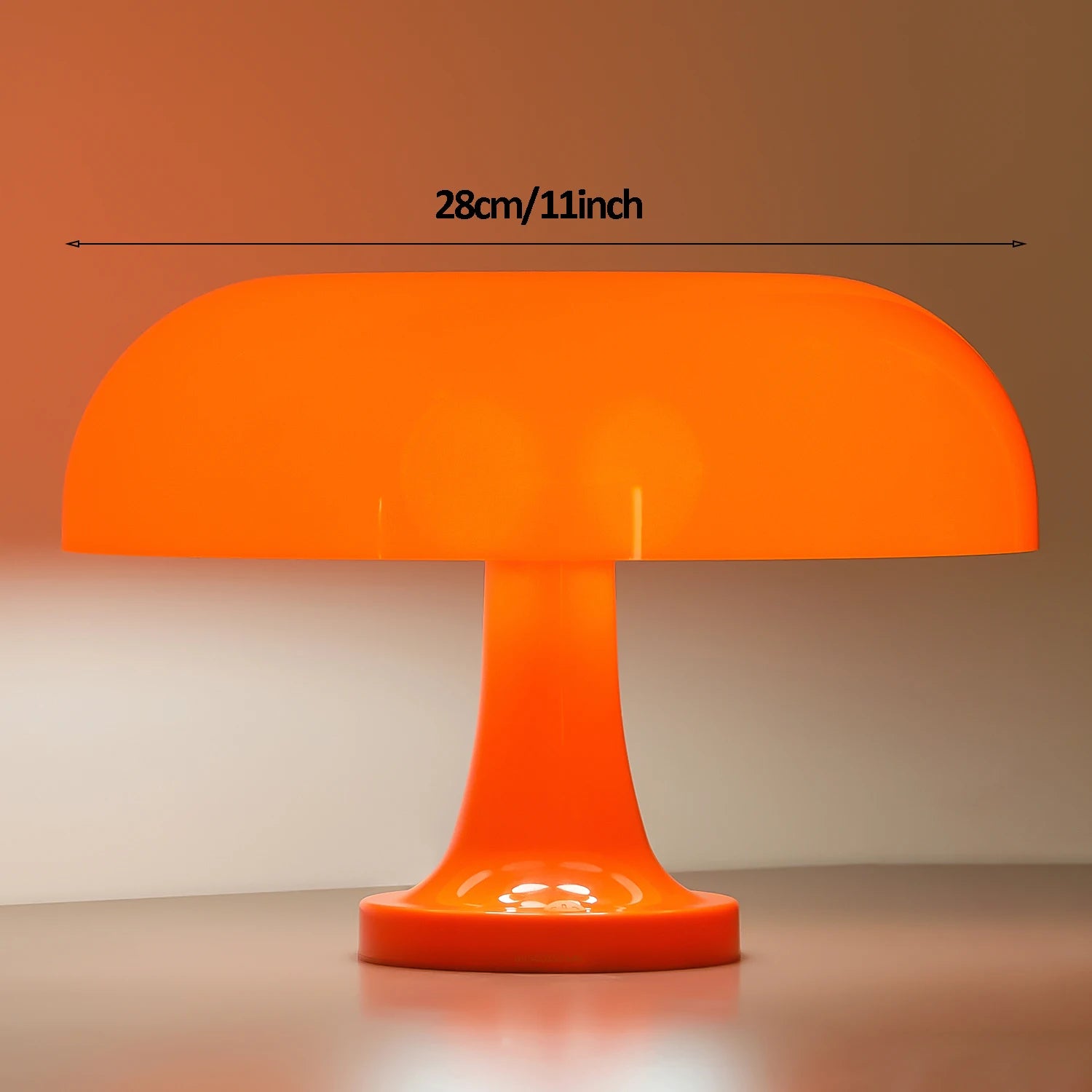 Mushroom Table Lamp Modern Bauhaus Bedside LED Lamp USB-C Rechargeable 3-Color Dimmable Orange