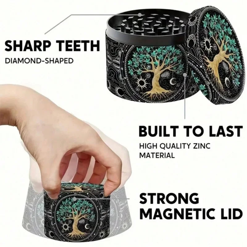 2-Inch (50mm) Zinc Alloy Dog Pattern 4-in-1 Herb Grinder – Tobacco & Spice Crusher