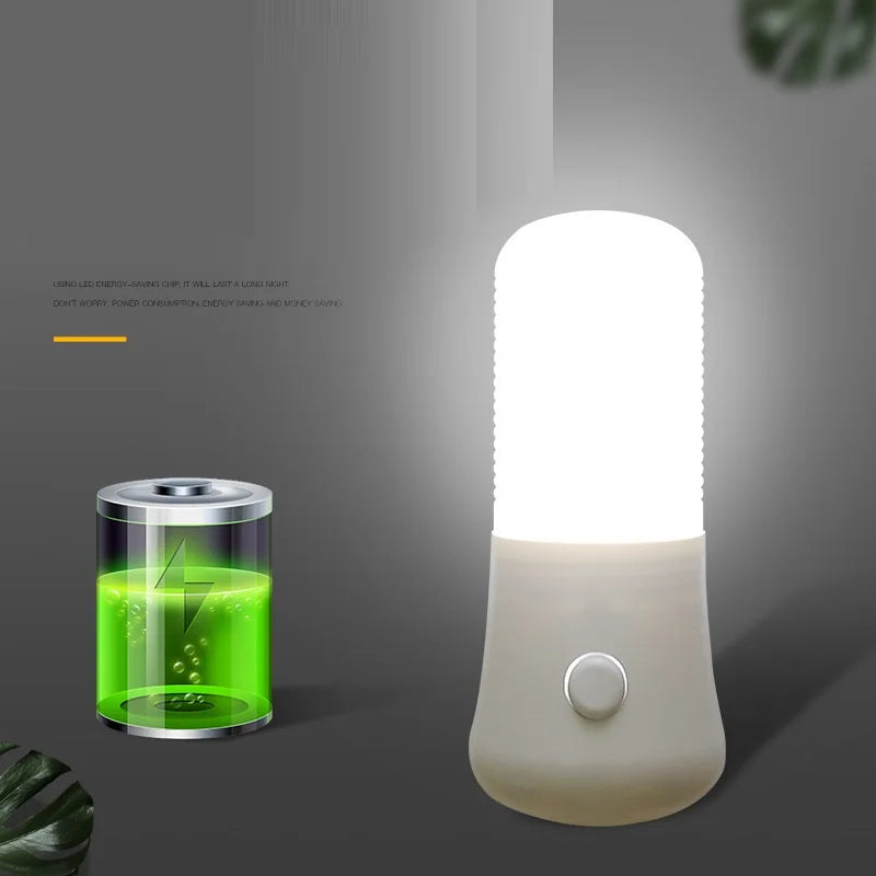 LED Plug-In Night Light with Push Button – EU/US Adapter, Bedside Lamp for Bedroom, Baby Room & Hallway
