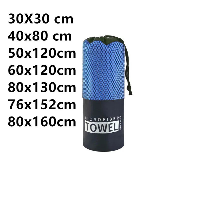 Quick-Dry Microfiber Sports Towel — 40x80 / 80x160 cm (15.7x31.5 / 31.5x63 in) for Gym, Swim, Beach & Camping (Blue, Gray, Green, Orange)