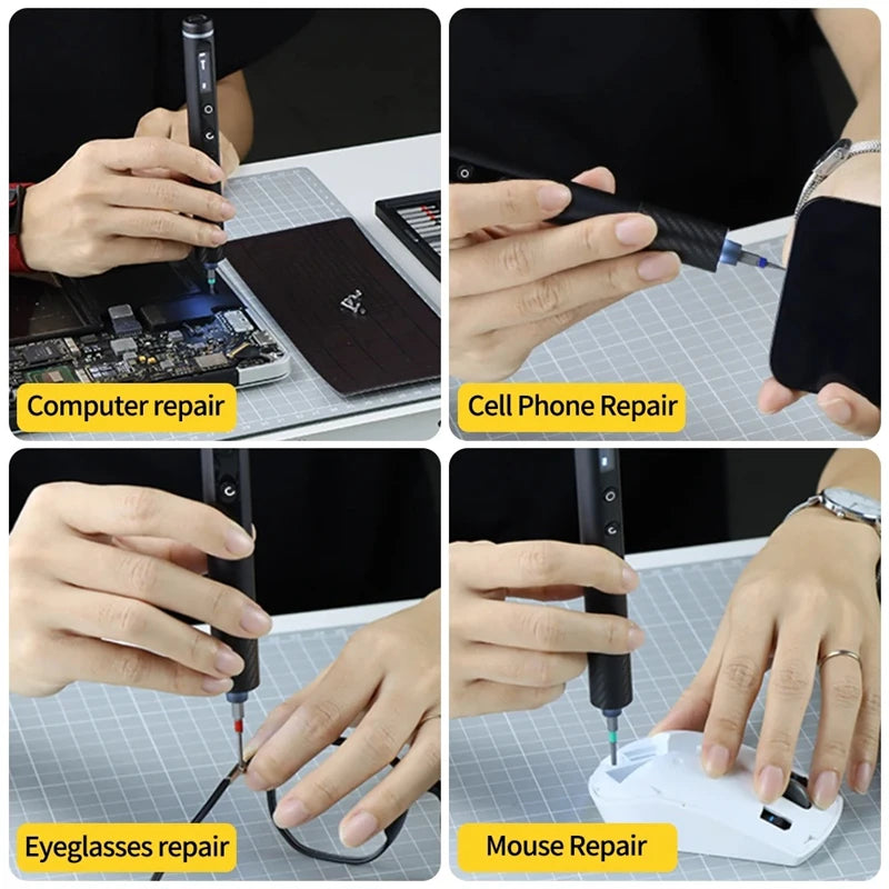 Cordless Electric Precision Screwdriver Set with LED Light - Magnetic S2 Bits for Phone, Laptop & Electronics Repair, Rechargeable USB-C