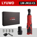 12V Cordless Right Angle Electric Wrench 45 Nm 3/8 in (9.5 mm) Ratchet Car Maintenance Tool with 4 Sockets