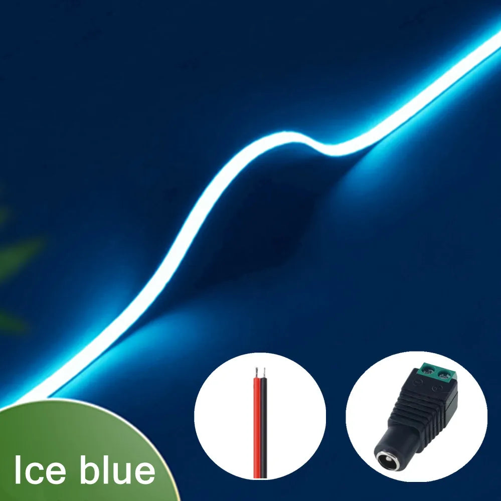 3mm (0.12in) Ultra-Thin COB LED Strip Light 12V – 400 LEDs/m Dimmable High-Density Flexible Tape, 3000K/4000K/6000K & Multicolor