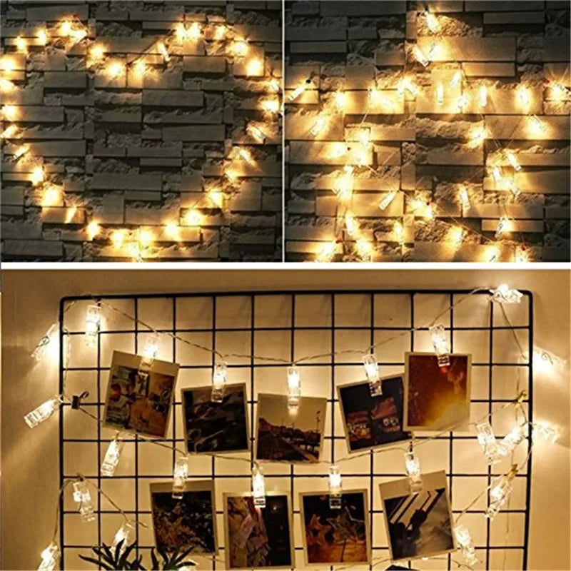 3M (9.8ft) 20 LED Photo Clip Fairy String Lights - Battery Operated Card Holder Garland for Christmas Wedding Party