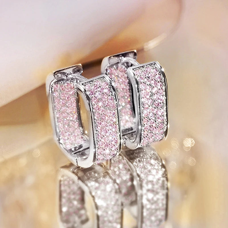 Paved CZ Hoop Earrings for Women - Gold & Silver Cubic Zirconia Hoops