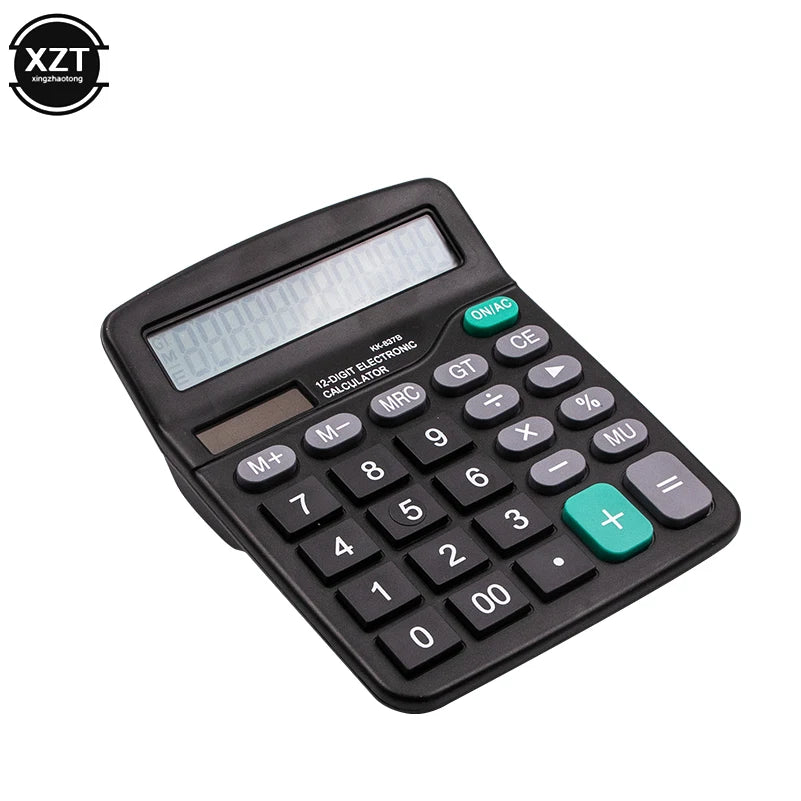 12-Digit Large Screen Dual-Power Calculator Solar & Battery for Office and Financial Use