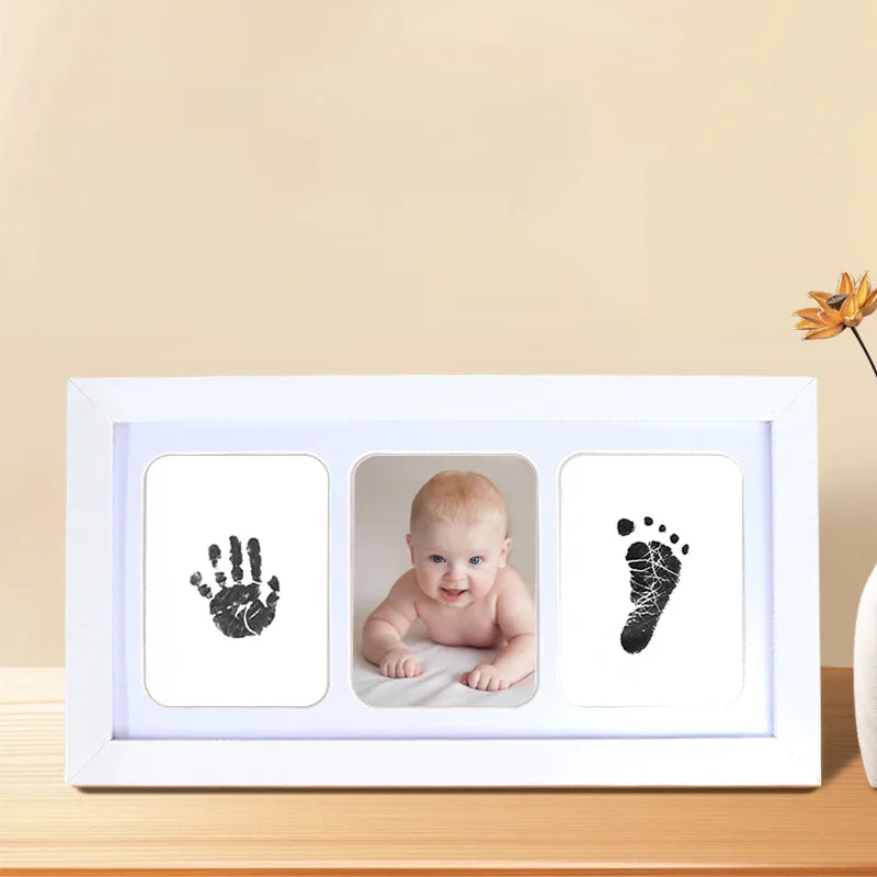 Newborn Baby Handprint & Footprint Keepsake Kit with Clean-Touch Ink Pad and Photo Frame for 0–6 Months
