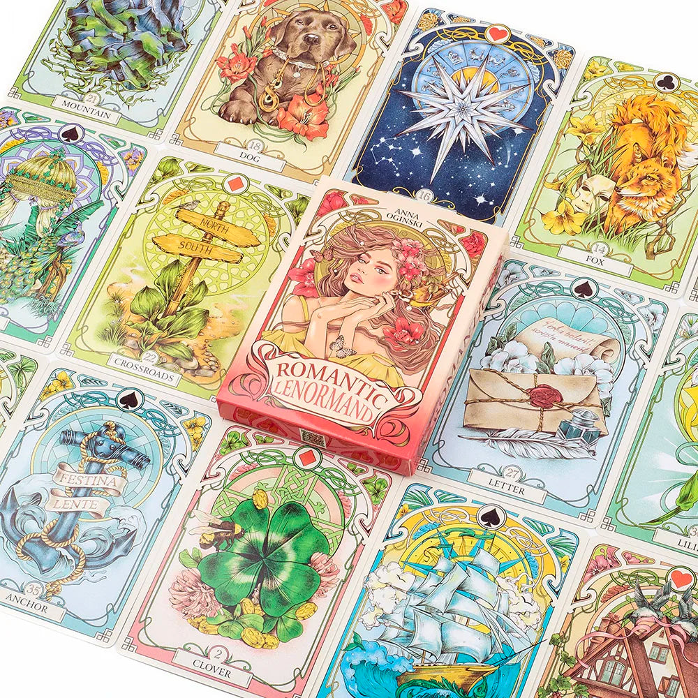 37-Card Lenormand Oracle Deck – Romantic English Oracle/Tarot Cards 10.2 x 7.2 cm (4.02 x 2.83 in)