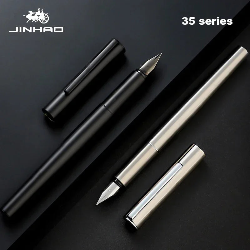 Luxury All-Steel Fountain Pen - Titanium EF/F Nib, 5.5 in (14 cm) Compact Calligraphy & Office Pen